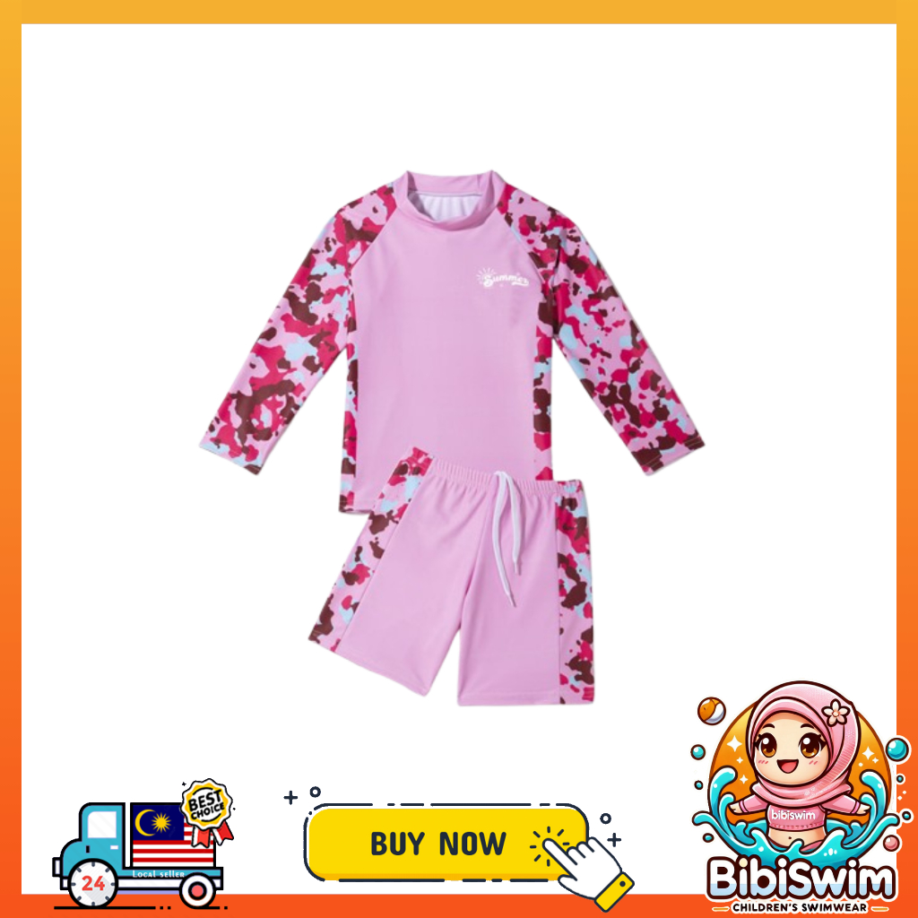 BIBISWIM Swimming Suit Kids Boy Girl Short Sleeve 2 Piece