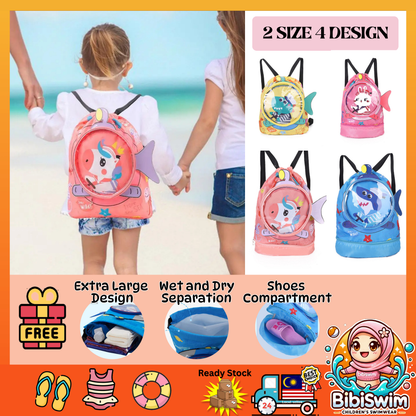 BIBISWIM Water Proof Bag Beg Drawstring Backpack Waterproof Wet and Dry for Swimming Sport