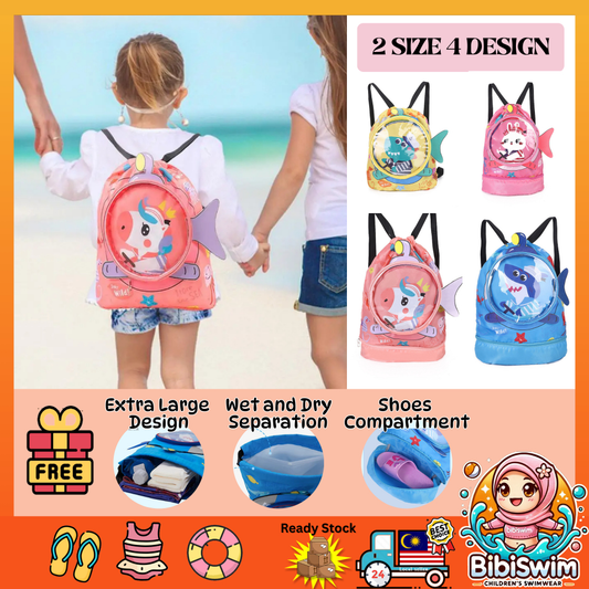 BIBISWIM Water Proof Bag Beg Drawstring Backpack Waterproof Wet and Dry for Swimming Sport