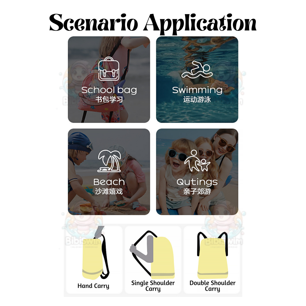 BIBISWIM Water Proof Bag Beg Drawstring Backpack Waterproof Wet and Dry for Swimming Sport