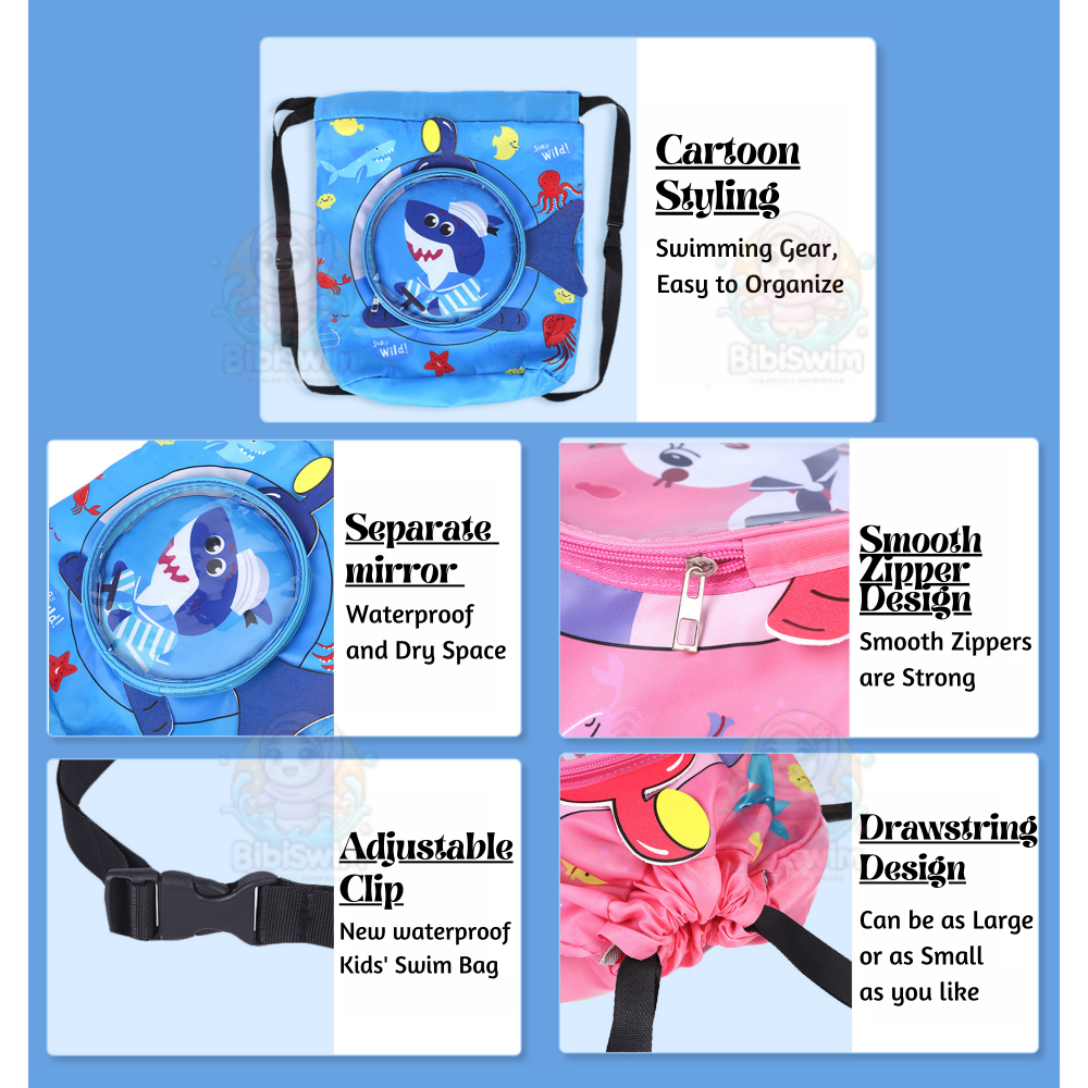 BIBISWIM Water Proof Bag Beg Drawstring Backpack Waterproof Wet and Dry for Swimming Sport