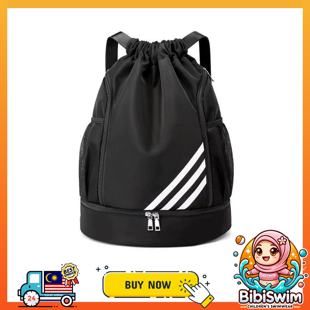 BIBISWIM Water Proof Bag Beg Drawstring Backpack Waterproof Wet and Dry for Swimming Sport
