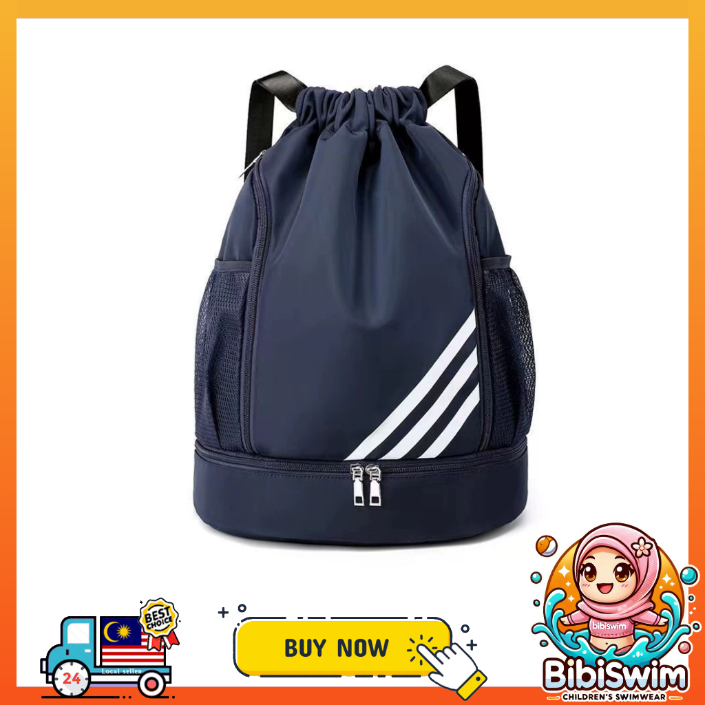 BIBISWIM Water Proof Bag Beg Drawstring Backpack Waterproof Wet and Dry for Swimming Sport