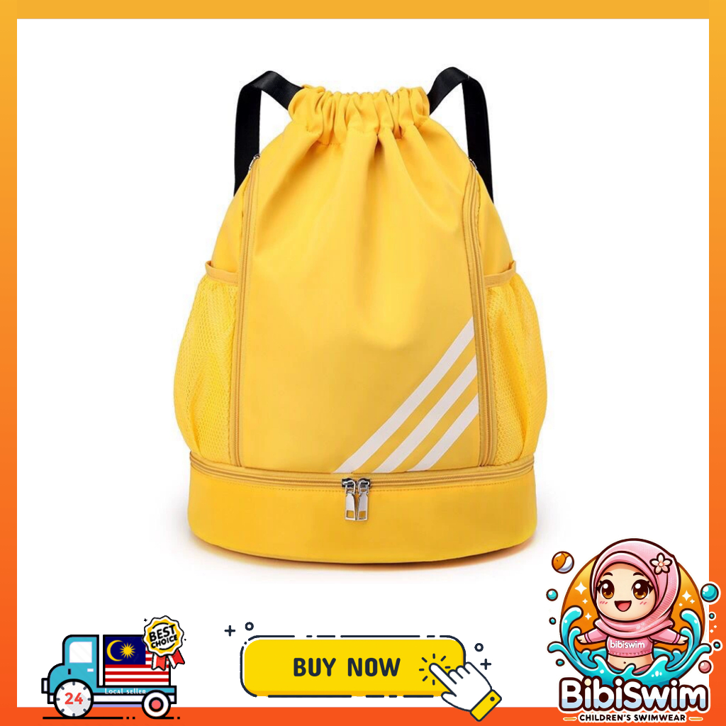 BIBISWIM Water Proof Bag Beg Drawstring Backpack Waterproof Wet and Dry for Swimming Sport