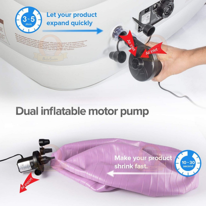 BIBISWIM Electric Air Pump Mini Inflates & Deflates Portable For Swimming Pool Bed Ball Float