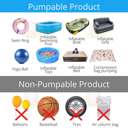 BIBISWIM Electric Air Pump Mini Inflates & Deflates Portable For Swimming Pool Bed Ball Float