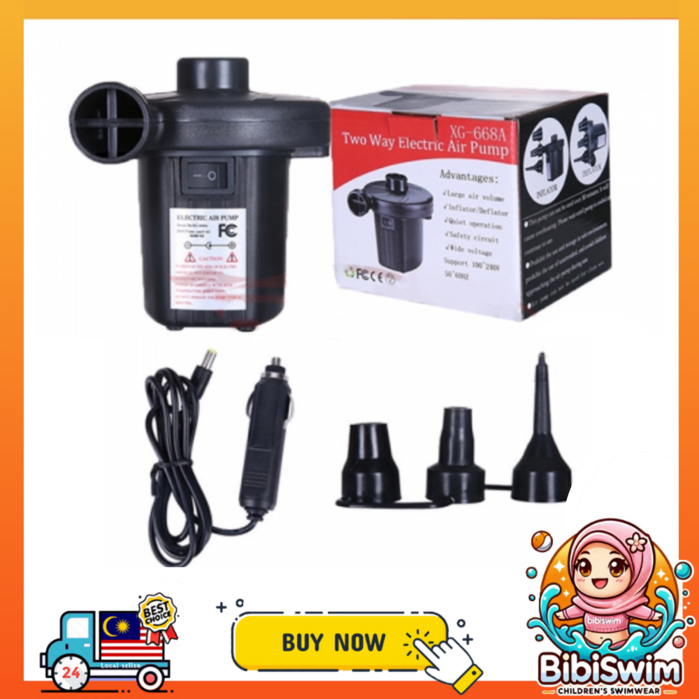 BIBISWIM Electric Air Pump Mini Inflates & Deflates Portable For Swimming Pool Bed Ball Float