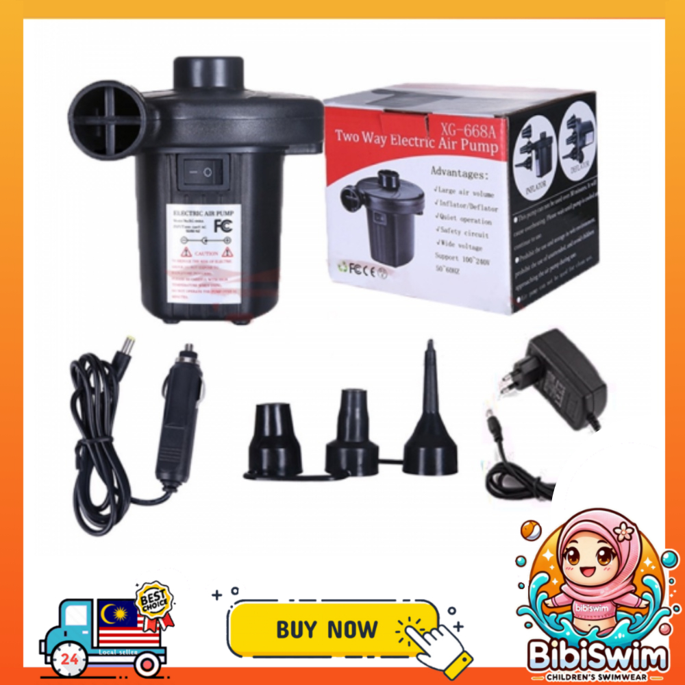 BIBISWIM Electric Air Pump Mini Inflates & Deflates Portable For Swimming Pool Bed Ball Float