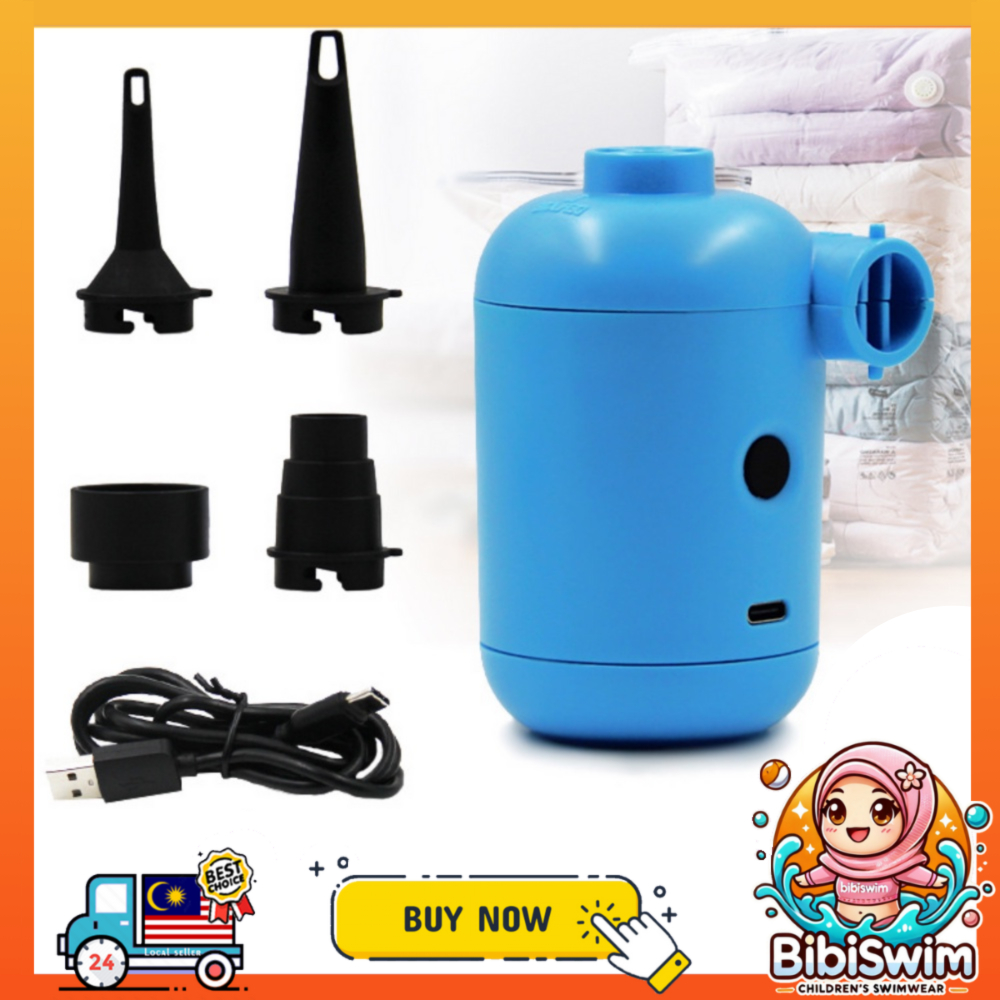 BIBISWIM Electric Air Pump Mini Inflates & Deflates Portable For Swimming Pool Bed Ball Float
