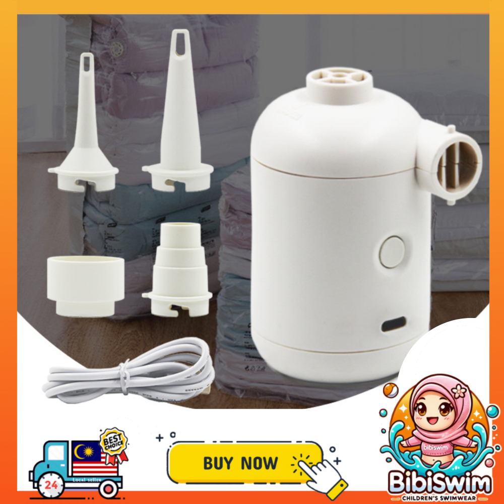 BIBISWIM Electric Air Pump Mini Inflates & Deflates Portable For Swimming Pool Bed Ball Float