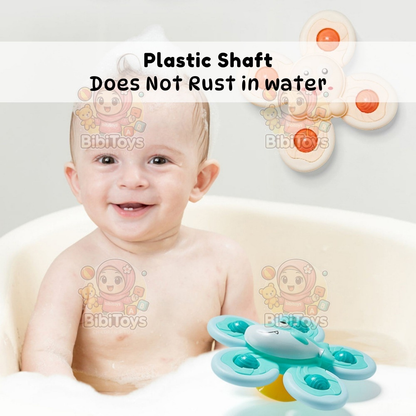BIBISWIM Baby Bath Toys Fidget Spinner Spinning Spin Wall Suction Whistle Shower Toy