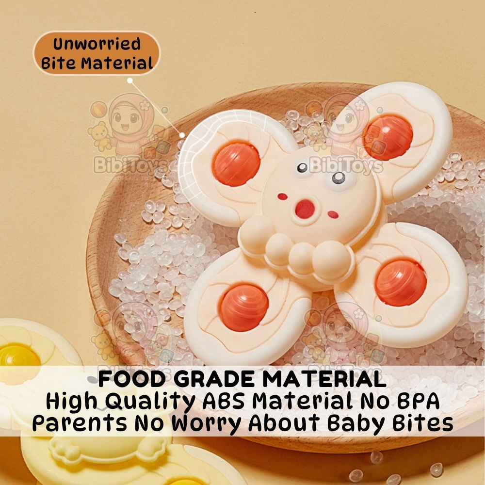 BIBISWIM Baby Bath Toys Fidget Spinner Spinning Spin Wall Suction Whistle Shower Toy