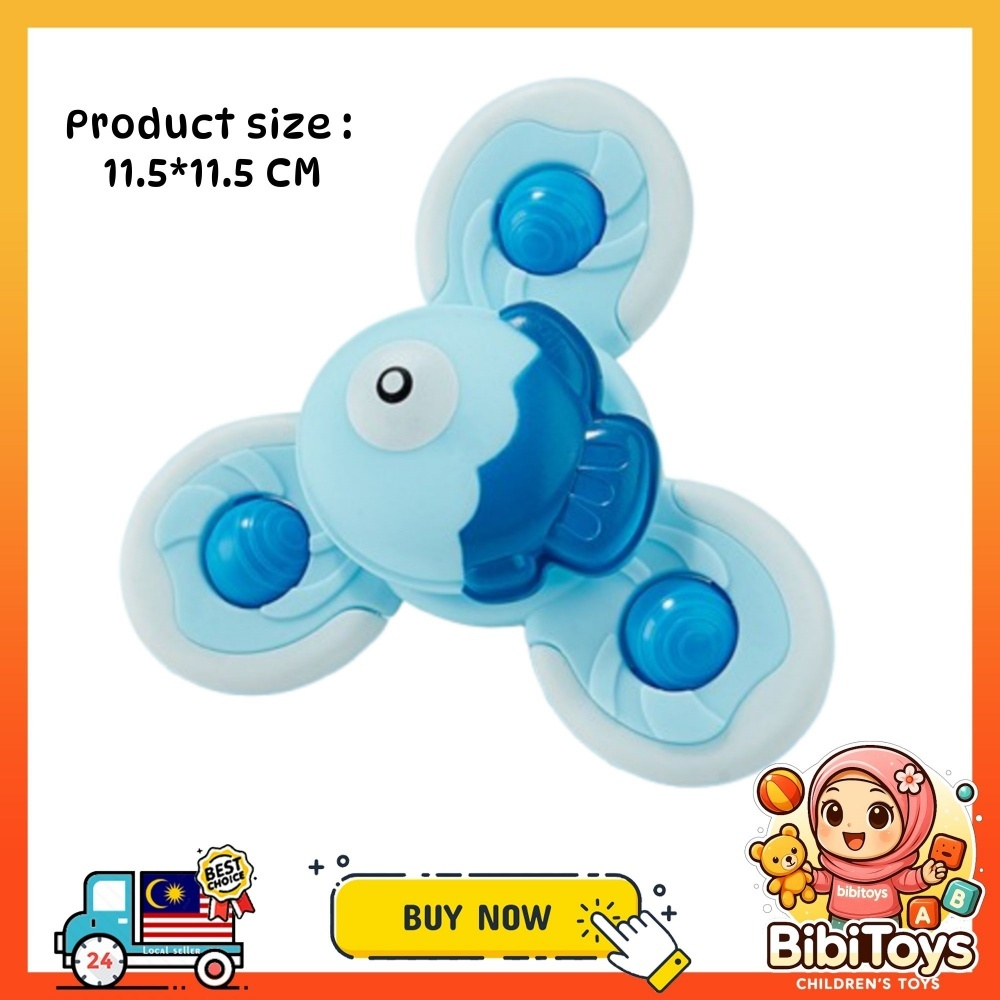 BIBISWIM Baby Bath Toys Fidget Spinner Spinning Spin Wall Suction Whistle Shower Toy