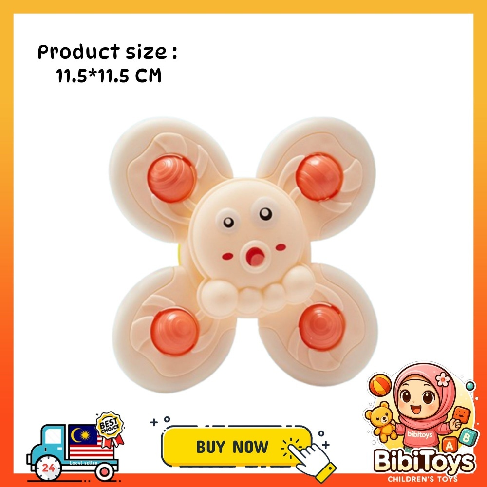 BIBISWIM Baby Bath Toys Fidget Spinner Spinning Spin Wall Suction Whistle Shower Toy