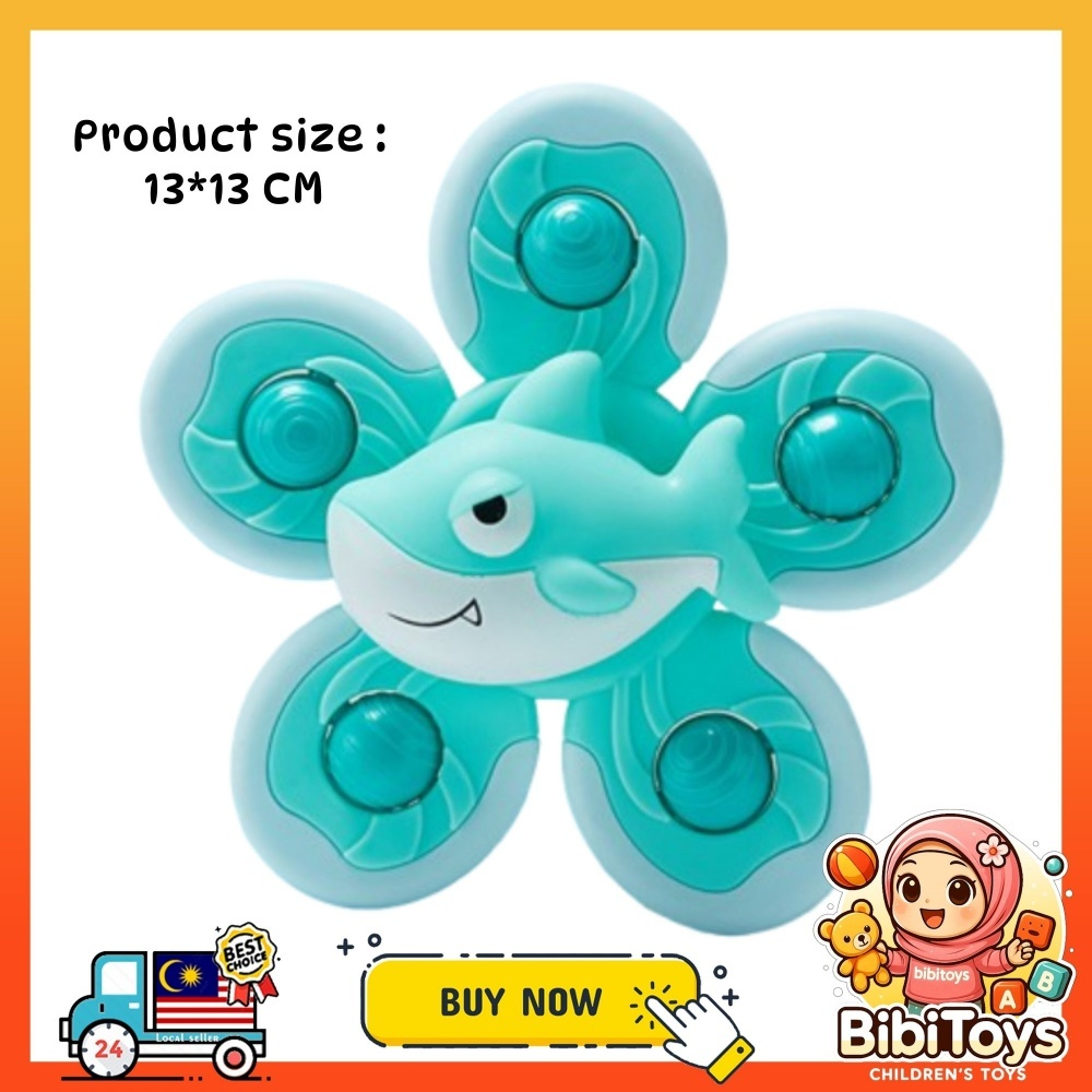 BIBISWIM Baby Bath Toys Fidget Spinner Spinning Spin Wall Suction Whistle Shower Toy