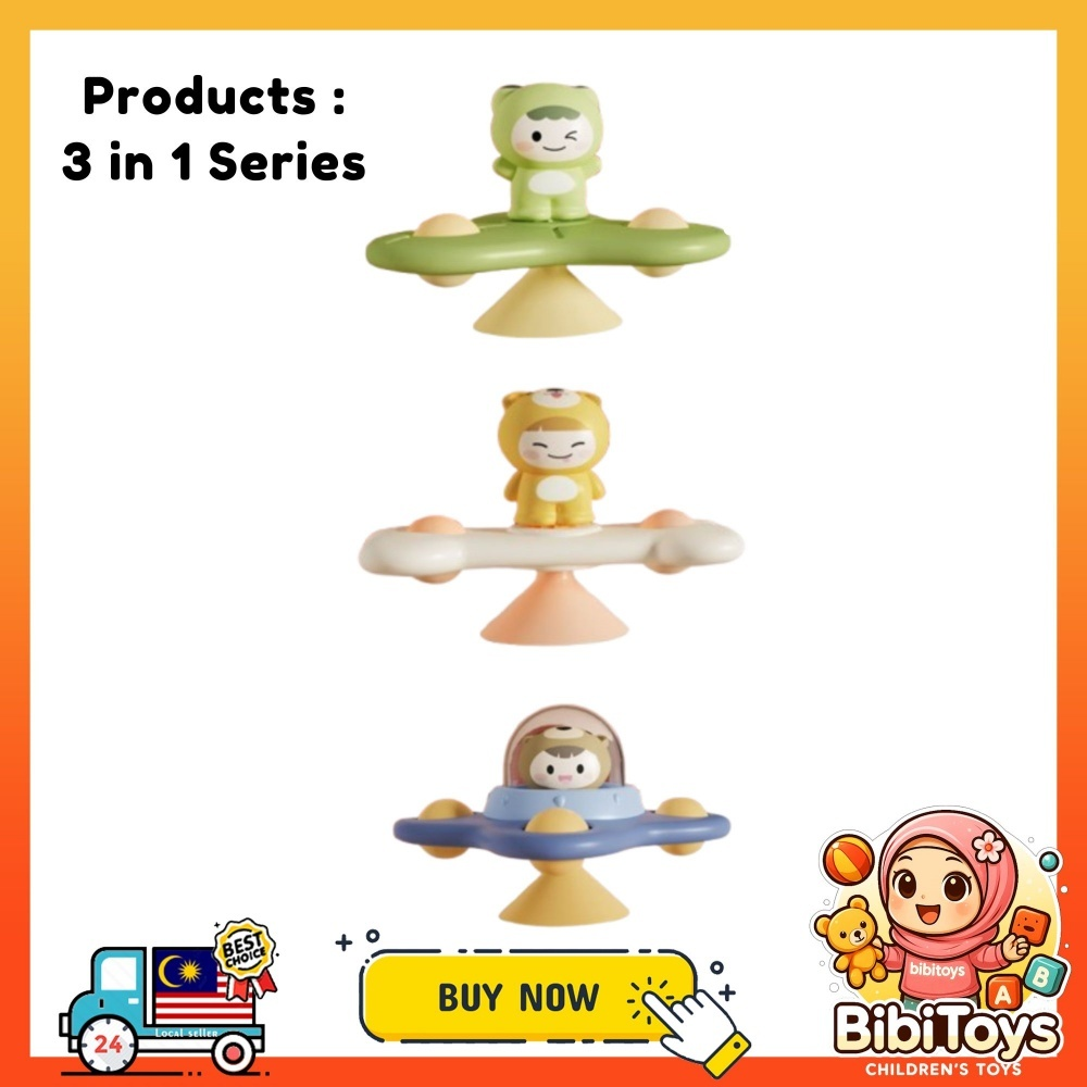 BIBISWIM Baby Bath Toys Fidget Spinner Spinning Spin Wall Suction Whistle Shower Toy