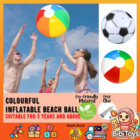 Inflatable Color Beach Ball Football Kid Bath Toy Pool Ball | Bola Kanak-Kanak Bola Pantai