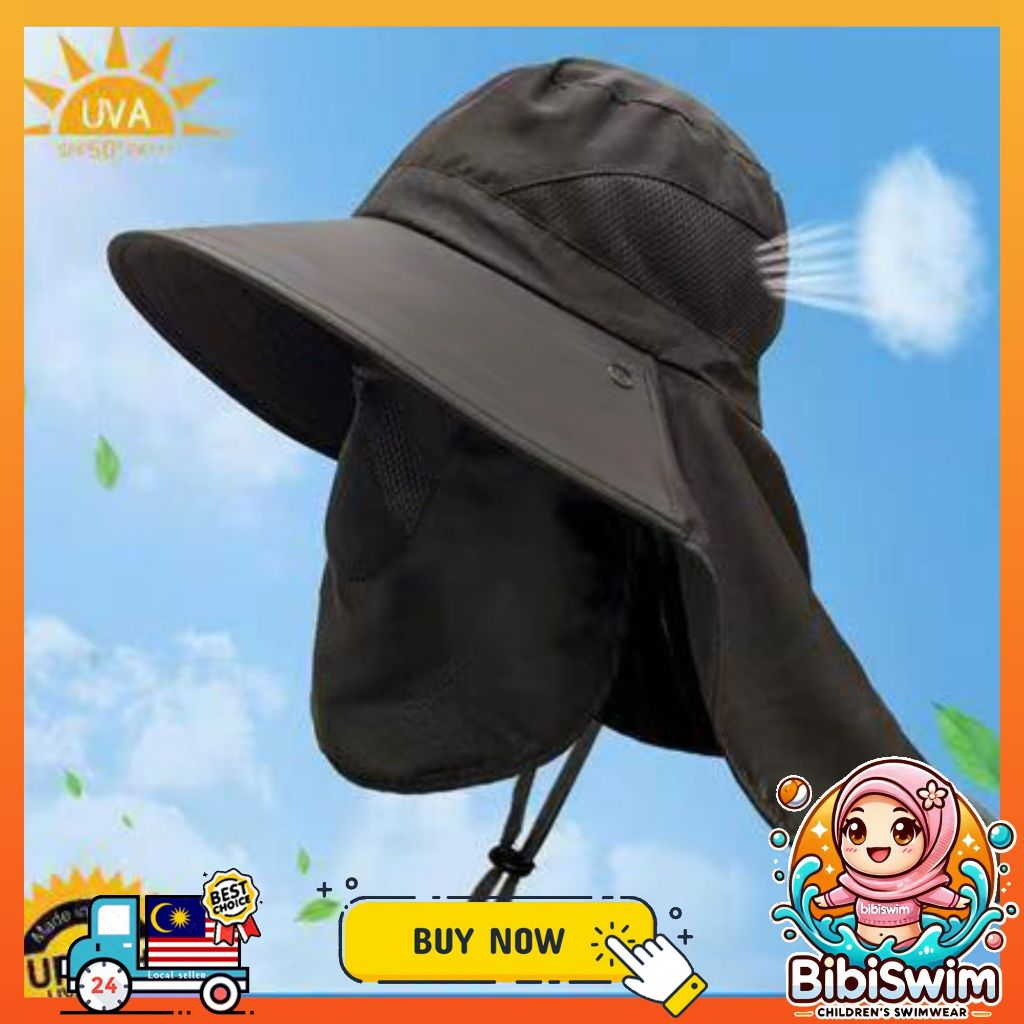 BIBISWIM Sun Hat Uv protection Windproof Hiking Hat Face Cover Waterproof Cap Fishing Camping Hats