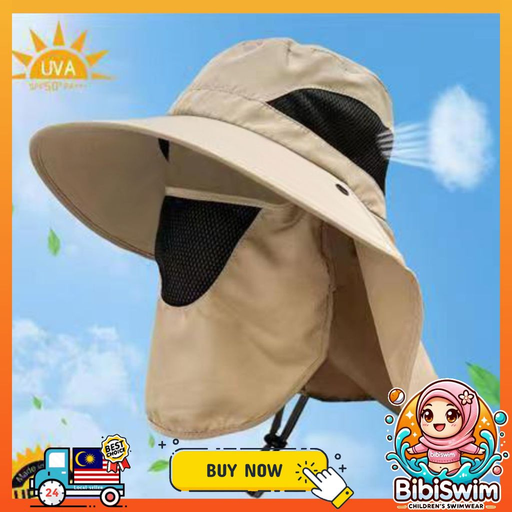 BIBISWIM Sun Hat Uv protection Windproof Hiking Hat Face Cover Waterproof Cap Fishing Camping Hats