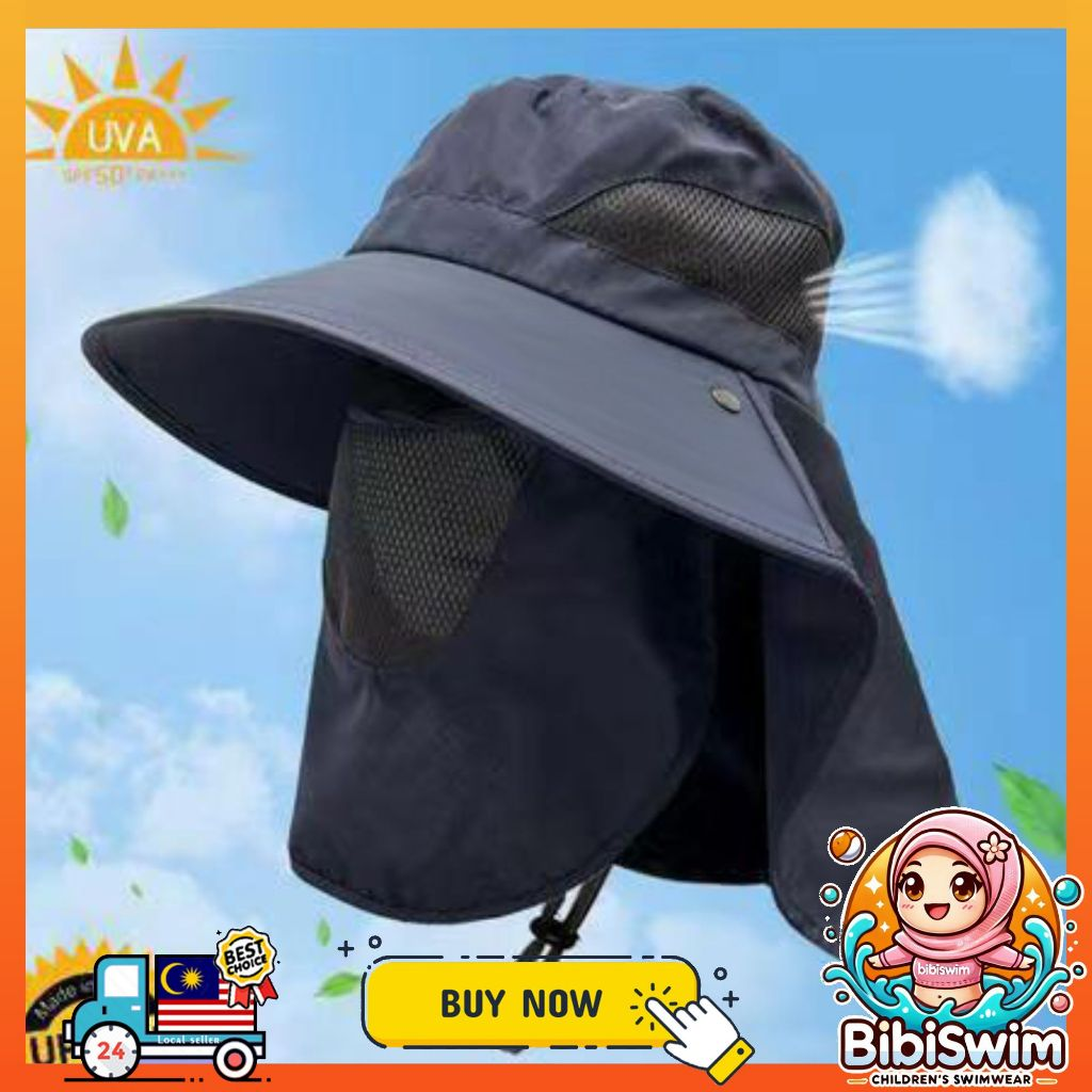 BIBISWIM Sun Hat Uv protection Windproof Hiking Hat Face Cover Waterproof Cap Fishing Camping Hats