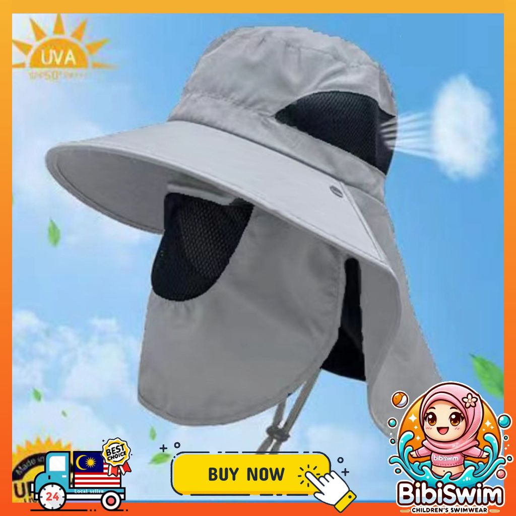 BIBISWIM Sun Hat Uv protection Windproof Hiking Hat Face Cover Waterproof Cap Fishing Camping Hats