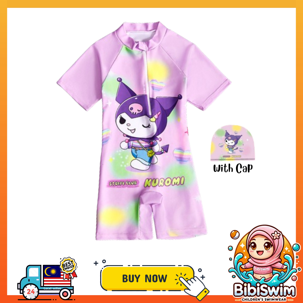 BIBISWIM Swimming Suit Kid Swimsuit Baby Girl Swimwear Cap