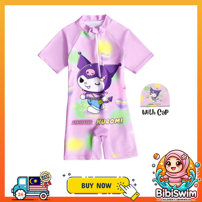 BIBISWIM Swimming Suit Kid Swimsuit Baby Girl Swimwear Cap