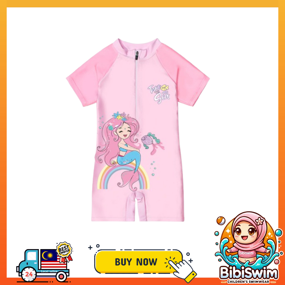 BIBISWIM Swimming Suit Kid Swimsuit Baby Girl Swimwear Cap