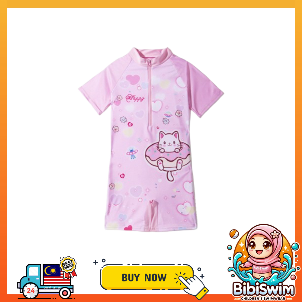 BIBISWIM Swimming Suit Kid Swimsuit Baby Girl Swimwear Cap
