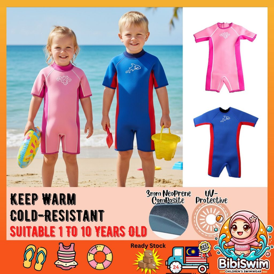 BIBISWIM Baby Neoprene Thermal Swim Wear Swimwear Wetsuit Kids Keep Warm Prevent Cold Swimming Suits