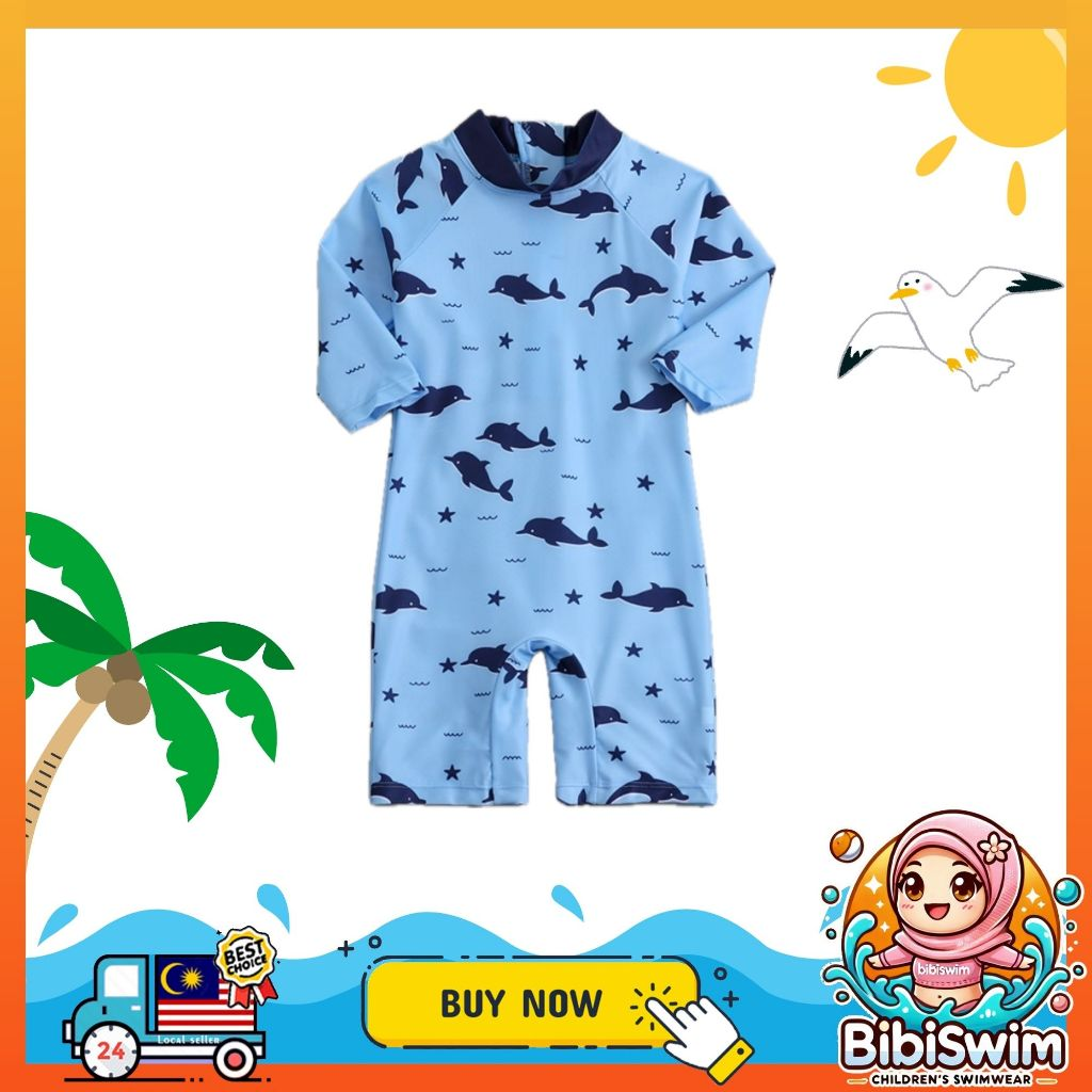 BIBISWIM Swimwear Baby Boy Girl 0-3 Years Old Kids Infant Short Sleeve Swimming Suit Swimsuit Baby