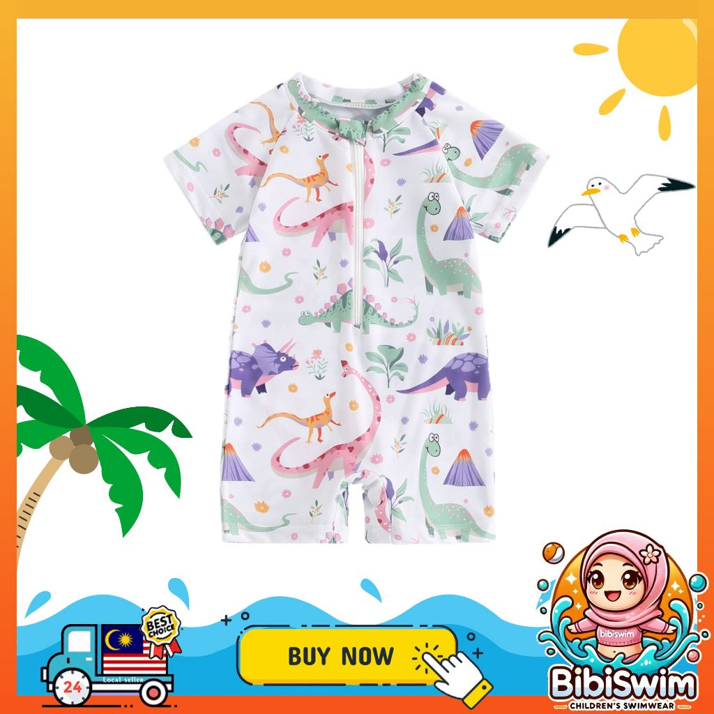 BIBISWIM Swimwear Baby Boy Girl 0-3 Years Old Kids Infant Short Sleeve Swimming Suit Swimsuit Baby