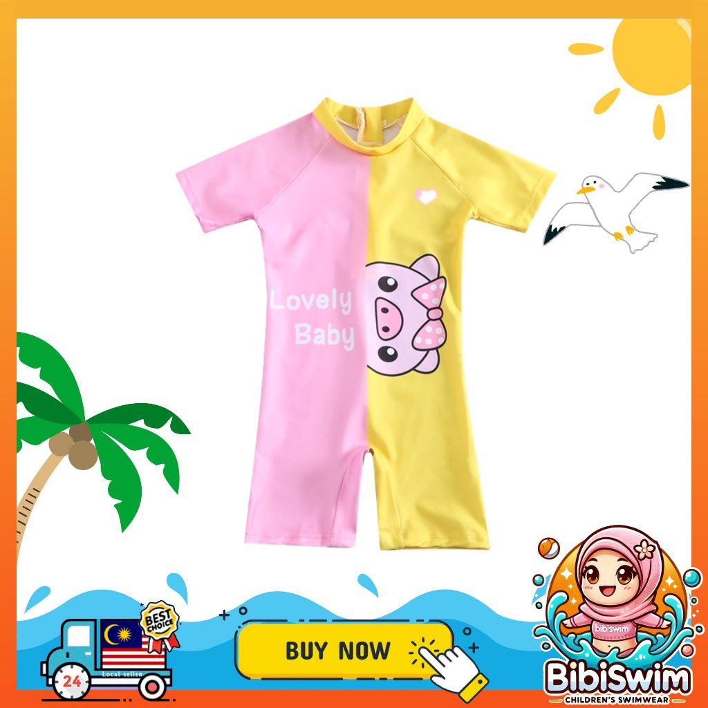 BIBISWIM Swimwear Baby Boy Girl 0-3 Years Old Kids Infant Short Sleeve Swimming Suit Swimsuit Baby