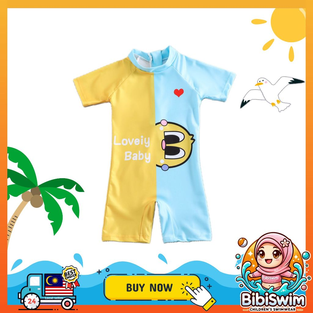BIBISWIM Swimwear Baby Boy Girl 0-3 Years Old Kids Infant Short Sleeve Swimming Suit Swimsuit Baby