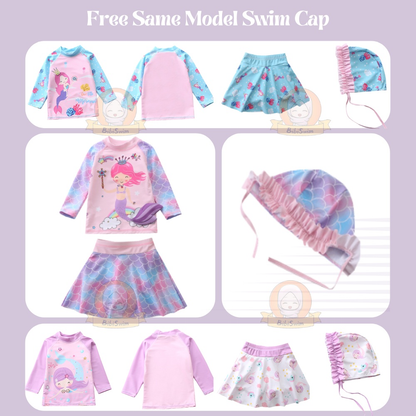 3 Piece Swimwear Kids Kid Long Sleeve Mermaid Swimming Suit For Girl