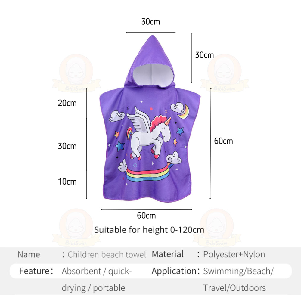 BIBISWIM Kids Quick Dry Hooded Towel