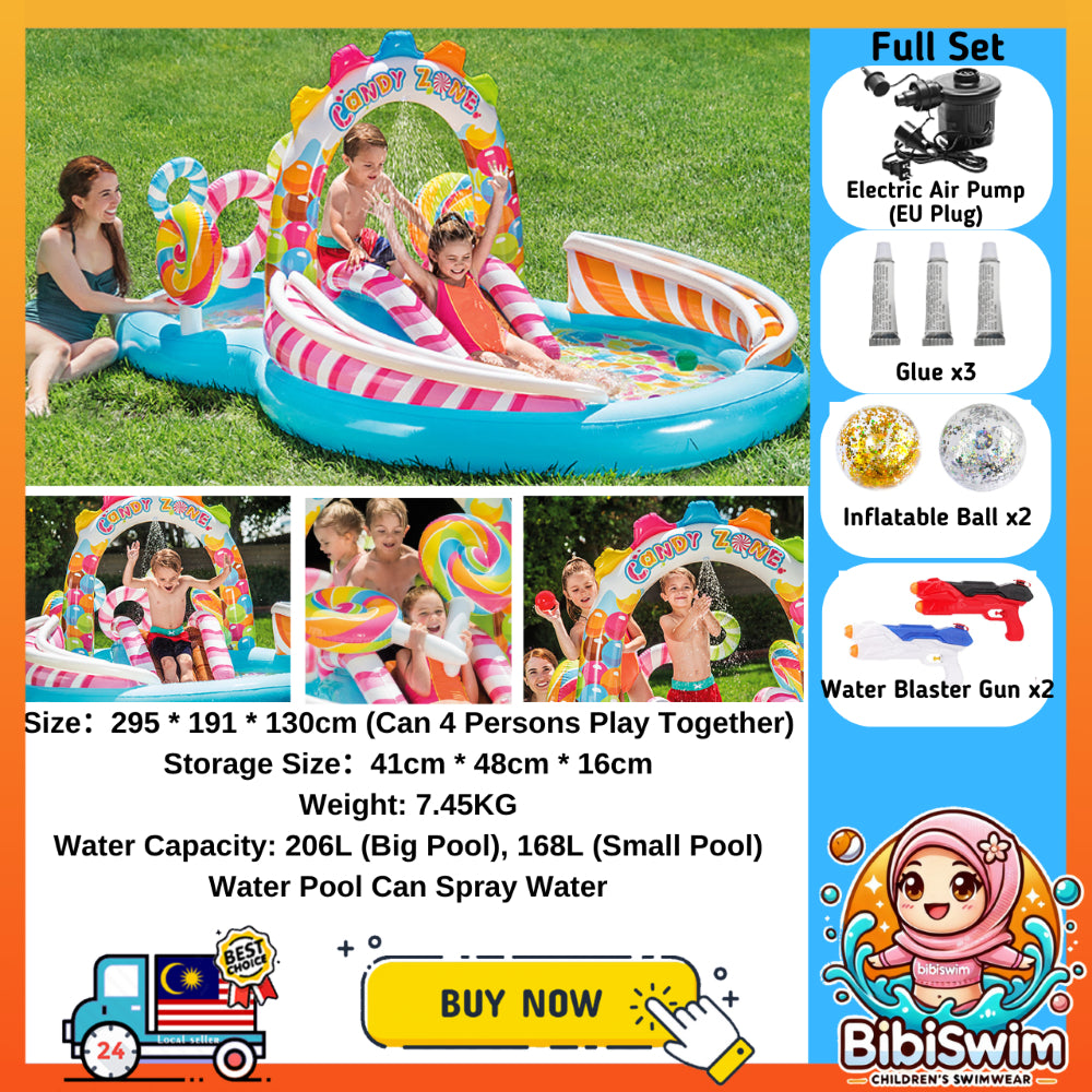 BIBISWIM Inflatable Water Slide Play Pool