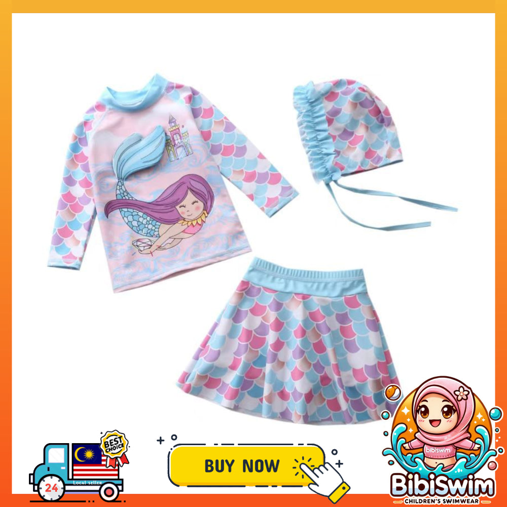 BIBISWIM Mermaid Swim Set with Hat