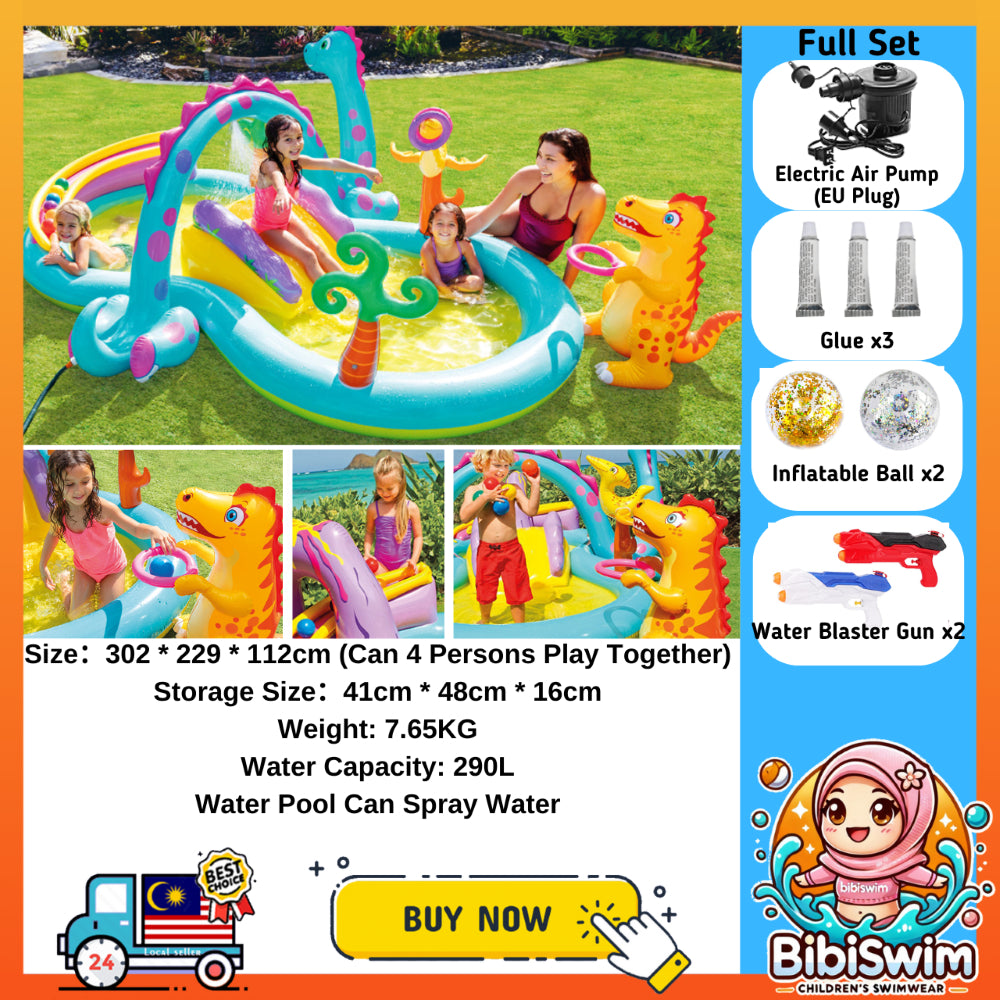 BIBISWIM Inflatable Water Slide Play Pool