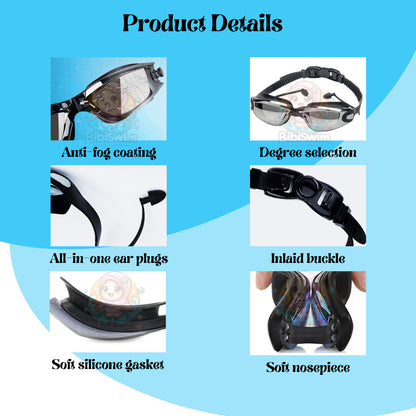 BIBISWIM Power Adjustable Swim Goggles 0-800