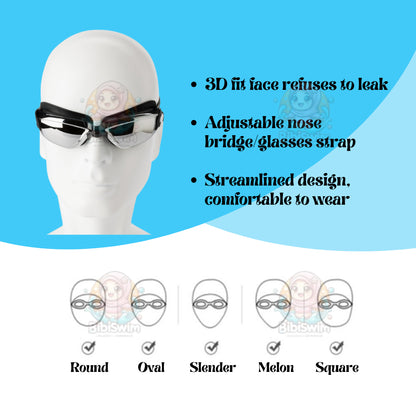 BIBISWIM Power Adjustable Swim Goggles 0-800