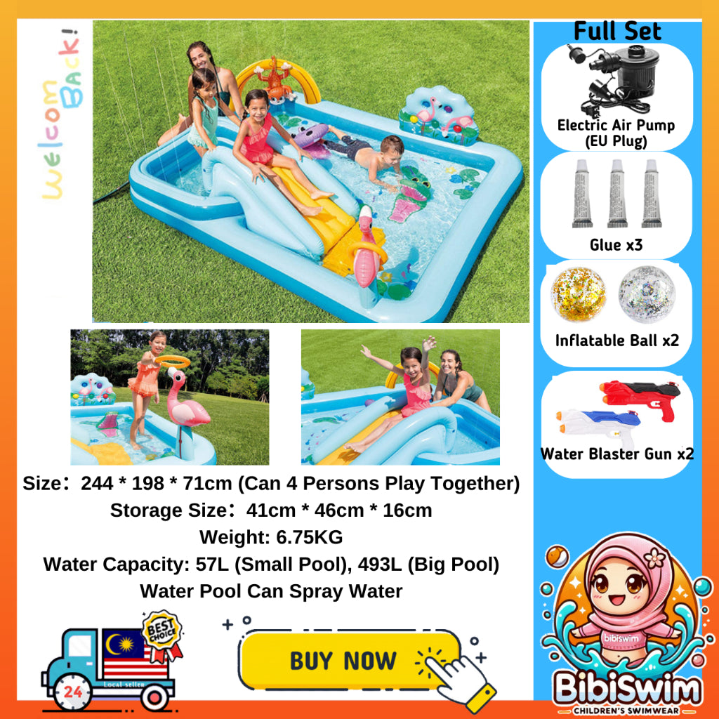 BIBISWIM Inflatable Water Slide Play Pool