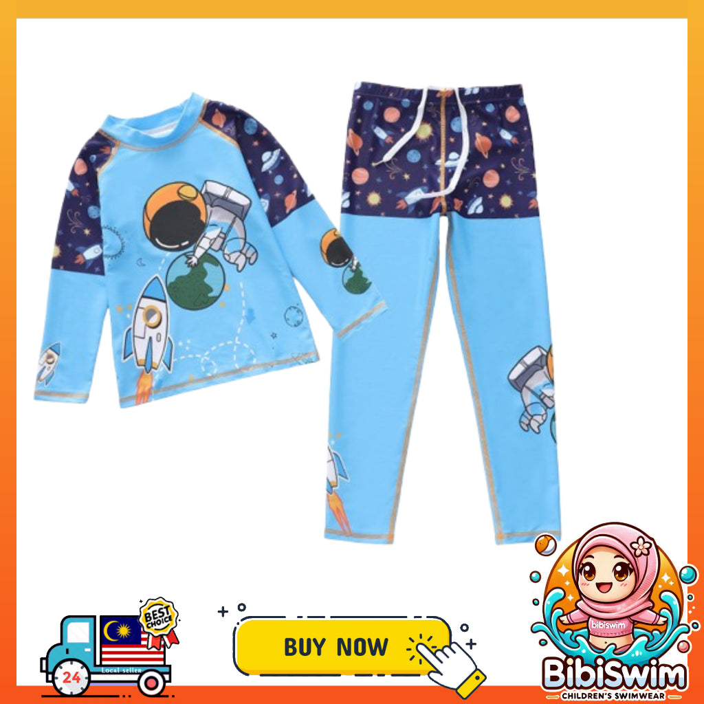 BIBISWIM Boys Shark Rash Guard Set