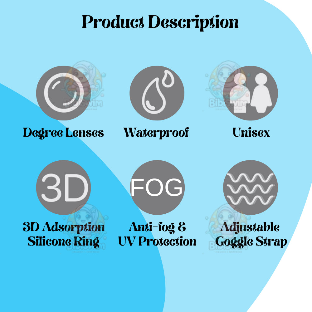 BIBISWIM Power Adjustable Swim Goggles 0-800