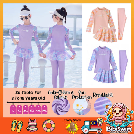 BIBISWIM Girls Long Sleeve Swim Set