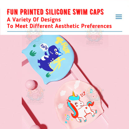 BIBISWIM Kids Swim Cap 12 Animal Designs