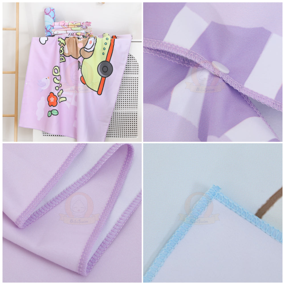 BIBISWIM Quick-Dry Cartoon Hooded Swim Towel