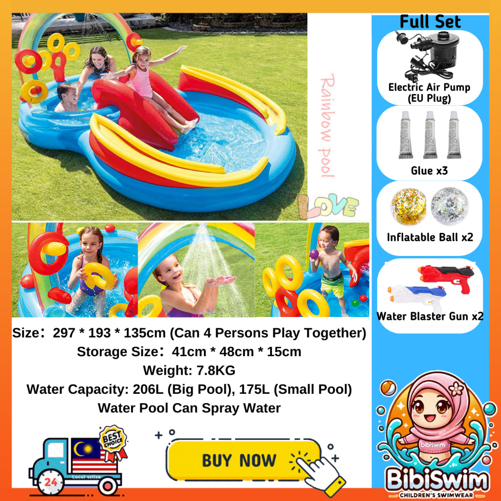 BIBISWIM Inflatable Water Slide Play Pool
