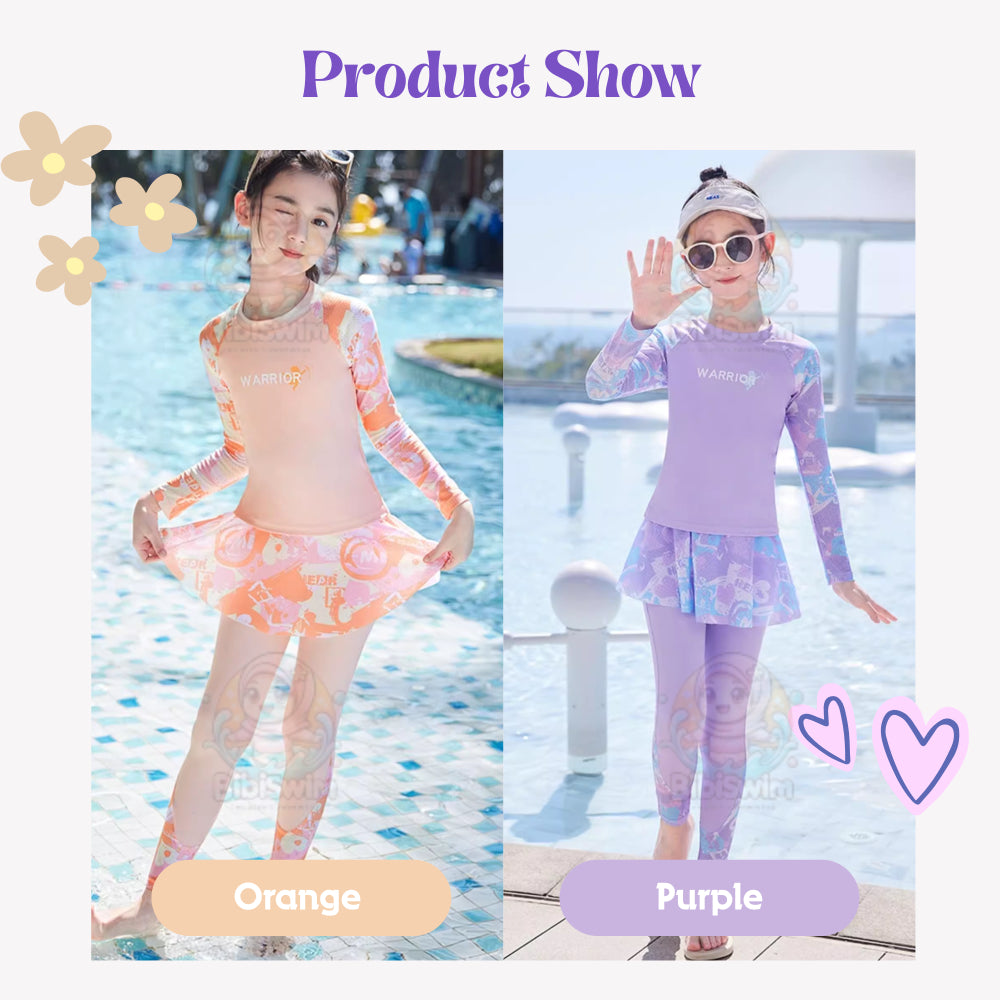 BIBISWIM Girls Long Sleeve Swim Set