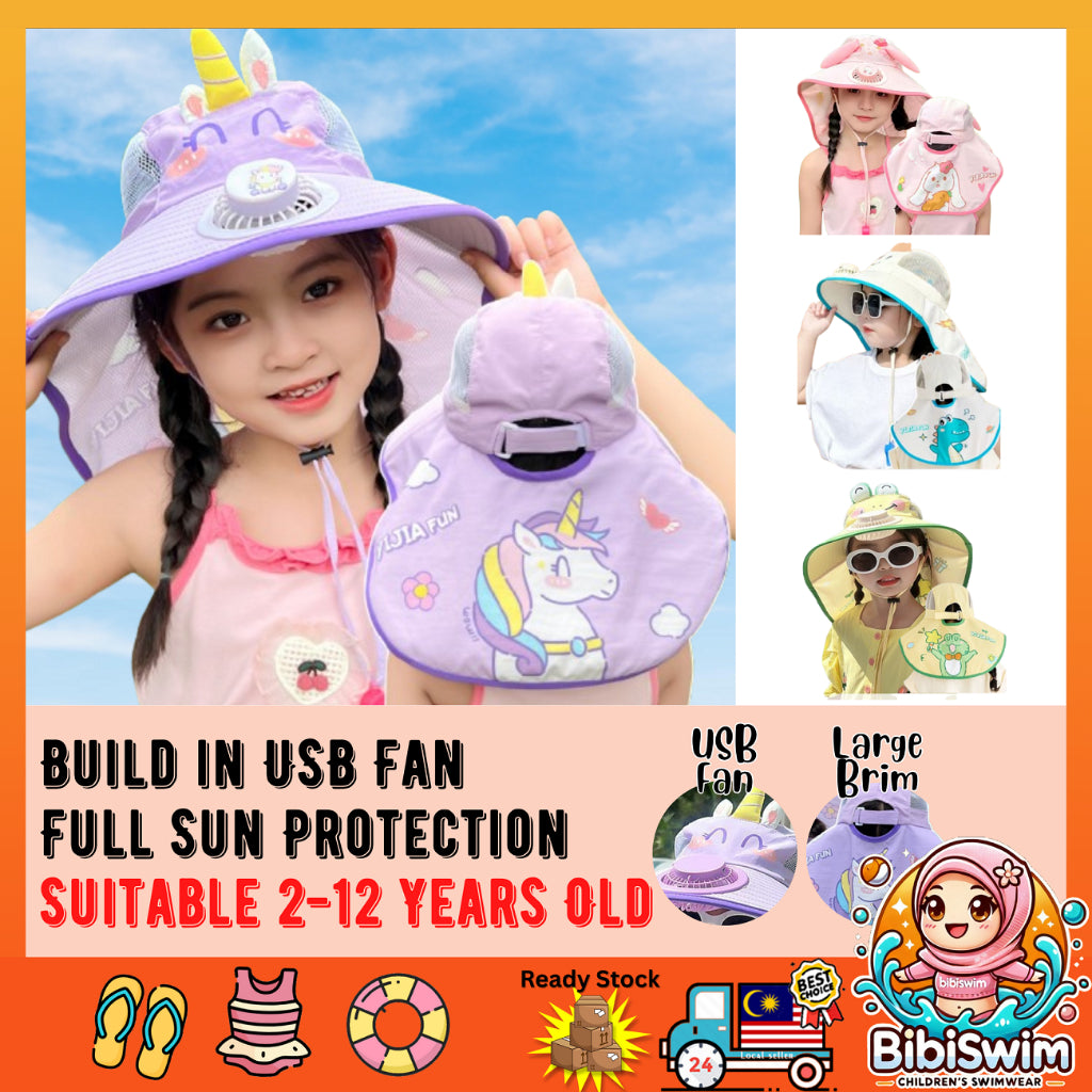 BIBISWIM USB Fan Sun Hat UPF 50+